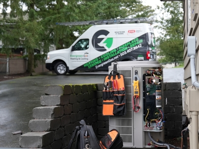 Evergreen truck at a jobsite
