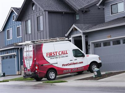 First Call van in front of home